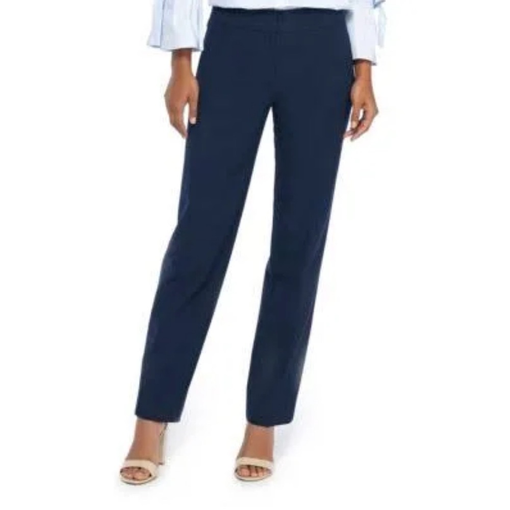 Blue mid-rise straight/wide leg trousers